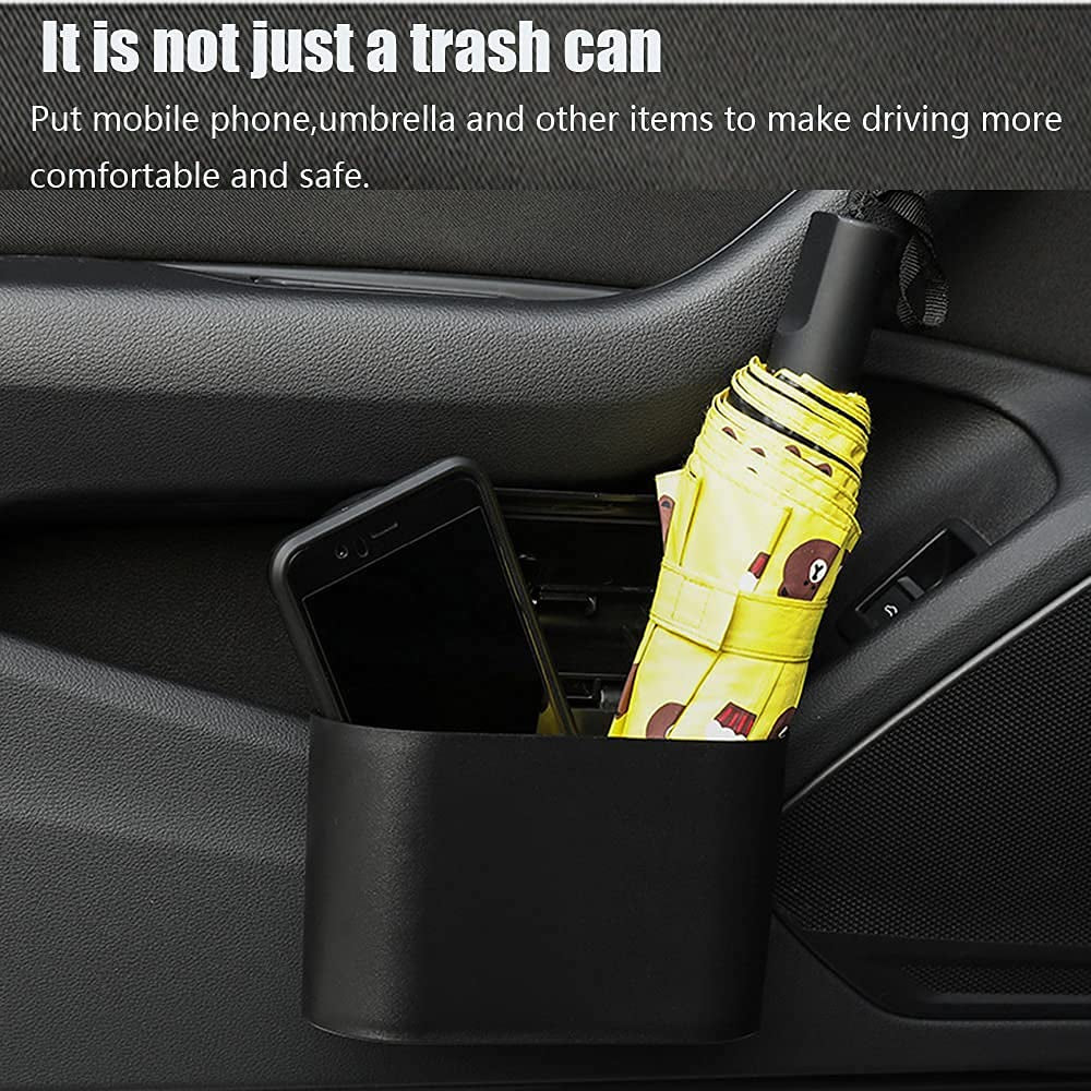 Car Trash Can, Mini Trunk Push Hanging Portable Car Trash Can with 2 Automatic Hooks and Disposable Trash Bags, Suitable for Car, Home, Office