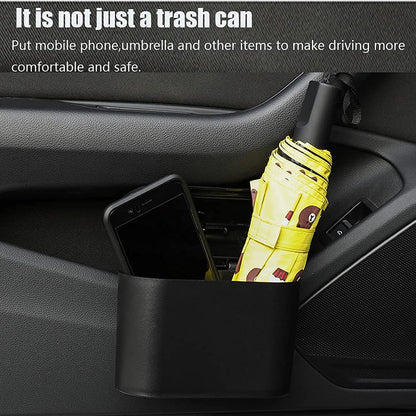 Car Trash Can, Mini Trunk Push Hanging Portable Car Trash Can with 2 Automatic Hooks and Disposable Trash Bags, Suitable for Car, Home, Office