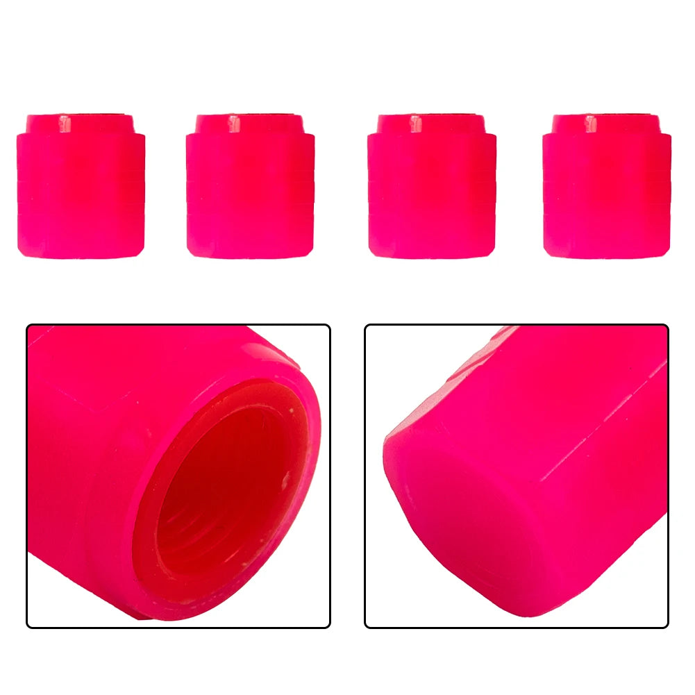 4Pcs Fluorescent Pink Car Tire Valve Cap ABS Motorcycle Wheel Tyre Air Valve Stem Cover Luminous Tire Valve Cap